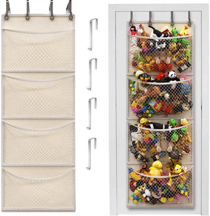 Honeyera The Original Stuffed Animal Storage (Patented) - Over Door Organizer for Stuffies, Baby Ideas Holder, Toy Plush Hammock Hanging Net Big Girls Toddler Large Bag Animals Stuffy Behind