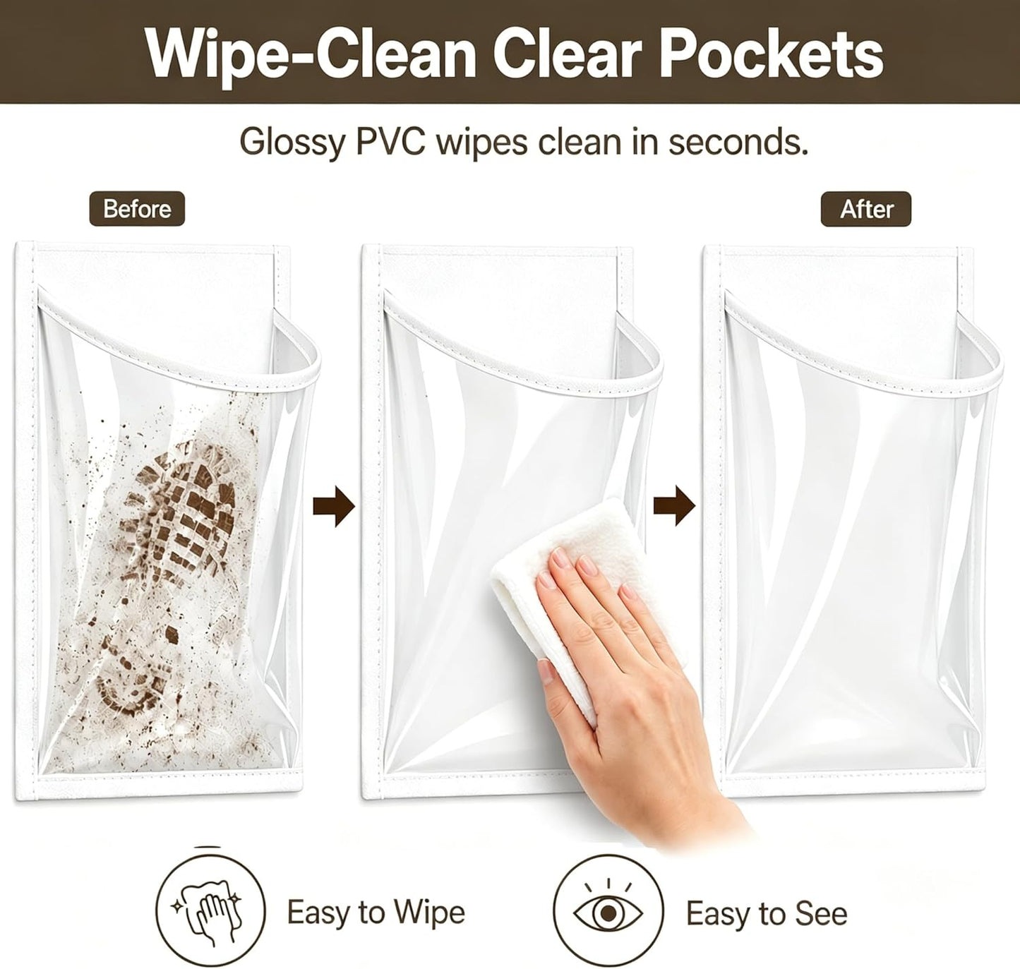 40 Pockets Over the Door Shoe Organizer – Waterproof Hanging Shoe Holder for Closet & Bathroom – Space-Saving Clear PVC Door Shoe Rack for Shoes, Toys, Toiletries & Snacks (White)