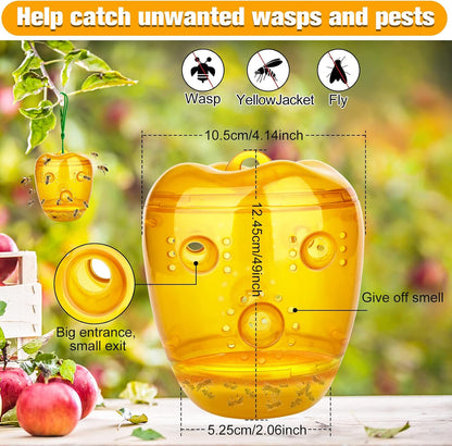 Wasp Trap, Yellow Jacket Trap Outdoor Hanging, Reusable Hornet and Wasp Catcher Traps for Outside, 2 Pack - Orange
