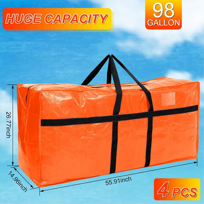 Windyun 4 Pack 57 Gallon Extra Large Moving Bags XXL Heavy Duty Storage Bag with Strong Zipper Handle Jumbo Big Tote Box Foldable for College Dorm Travel Clothes Duffle Blanket Pillow(Red)