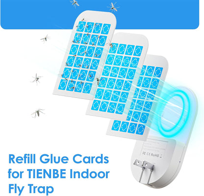 TIENBE Flying Insect Trap, 2 in 1 Indoor Plug-in Fruit Fly Trap, 1 Trap White and 6 Glue Cards, Fruit Fly Traps for Gnat, Moth, Mosquito, Suitable for Every Part of The Home
