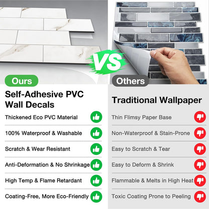 Havenly Peel and Stick Backsplash Tile for Kitchen & Bathroom Walls (White, 10 Tiles - 9.7 sq. ft. (0.9 m²))