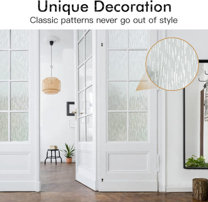 Haton Window Privacy Film, Frosted Glass Static Cling Sun Heat Blocking Window Clings, Frosting Opaque Coverings Stickers Tint for Home Office Door, Non Adhesive, White 17.5" x 78.7"