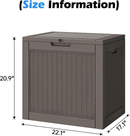 35 Gallon Outdoor Storage Box, Waterproof Resin Deck Box with Lockable Lid – Storage Cabinet for Patio Furniture, Pool Supplies, Garden Tools – Indoor & Outdoor Use
