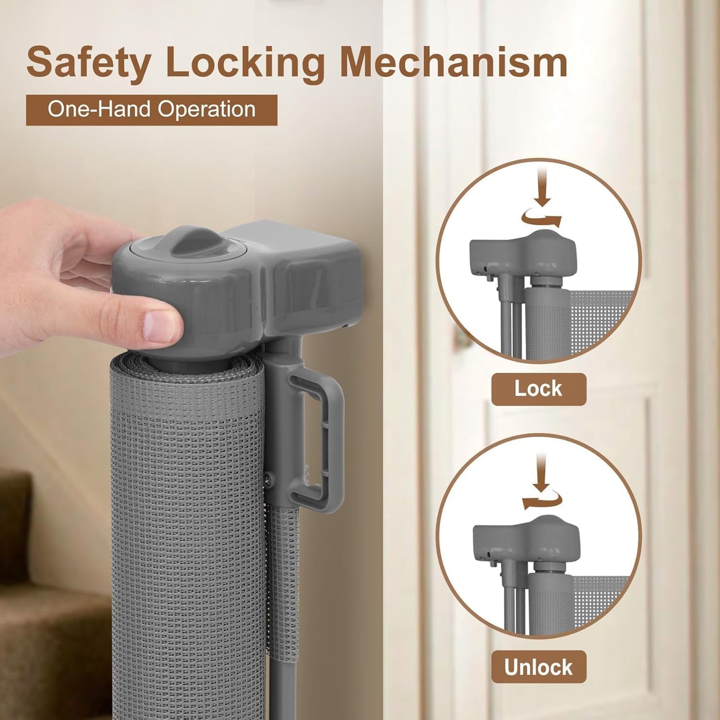 Miumoon 71 inch Retractable Baby Gates 42 inch Tall, Retractable Gate with Reinforced Strip Design to Prevent Crawling Through, 6 FT Retractable Dog Gate for Stairs, Doorways, Hallways, Indoor/Outdoor