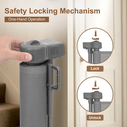 Miumoon 71 inch Retractable Baby Gates 42 inch Tall, Retractable Gate with Reinforced Strip Design to Prevent Crawling Through, 6 FT Retractable Dog Gate for Stairs, Doorways, Hallways, Indoor/Outdoor