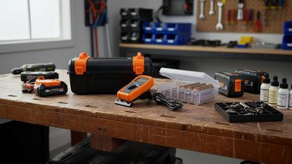 Dial Industries Battery Organizer Case with Tester for 12 AAA 12 AA 6C 4D | Compact cases for organizing in garage, toolboxes, RVs etc. Clear cases so easy to find in emergencies vs loose in drawer.