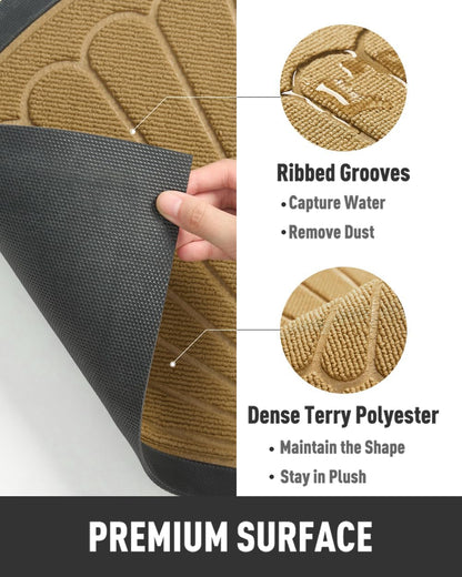 tchdio Door Mat Outdoor Indoor Entrance Doormat-Semicircular Durable Rubber Non Slip Front Door Mat for Outside Inside Entry Entryway Dirt Trapper WelcomeMat for Muddy Paws and Shoes-Black 17”x30”