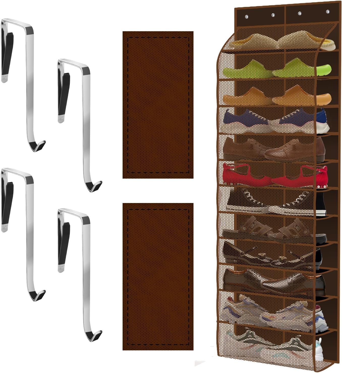 Kotkn Over The Door Shoe Organizer with 12 Large Breathable Pockets - Durable Hanging Storage for the Entire Family's Shoes (White)