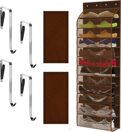 Kotkn Over The Door Shoe Organizer with 12 Large Breathable Pockets - Durable Hanging Storage for the Entire Family's Shoes (White)