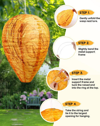 KALKAL 6 Pack Waterproof Wasp Nest Decoy, Durable Material Outdoor Hanging Fake Wasp Nest for Patio Garden Yard Eaves Home