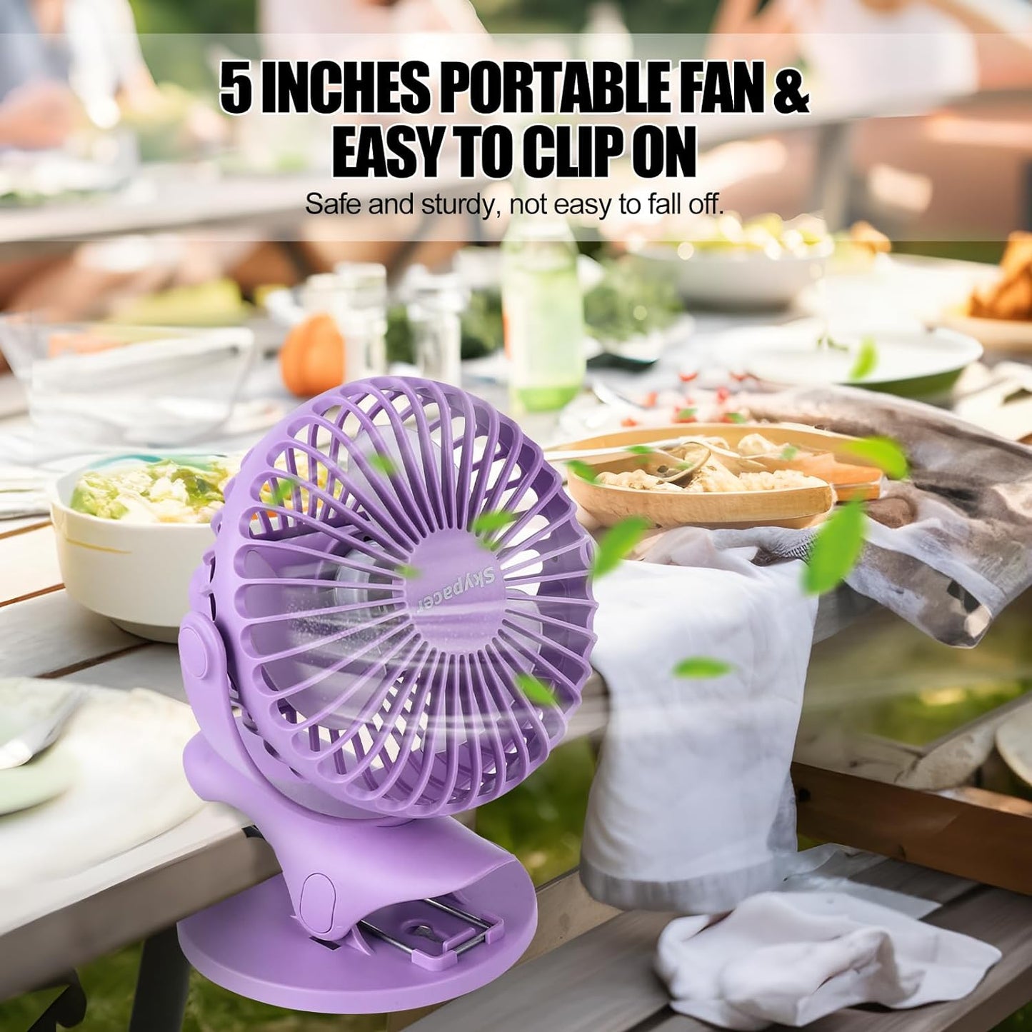 Portable Clip Fan Battery Operated,3 Speeds USB Rechargeable Mini Table Fan with Strong Airflow,360°Rotation Ultra Quiet Personal Desk Fan for Home Office Bedroom Dorm Stroller Camping(White)