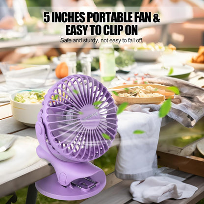 Portable Clip Fan Battery Operated,3 Speeds USB Rechargeable Mini Table Fan with Strong Airflow,360°Rotation Ultra Quiet Personal Desk Fan for Home Office Bedroom Dorm Stroller Camping(White)