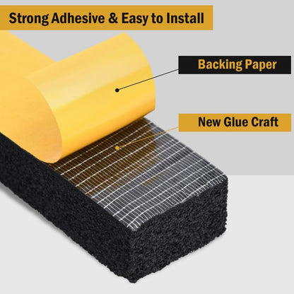 YoleShy Window Air Conditioner Foam Tape 2 Pcs 2 Inch Wide x 1 Inch Thick Weather Stripping Door Seal Strip for Insulation, Weatherstrip, Gap Blocker, Total 13 Feet Long(6.5ft x 2 Rolls), Black