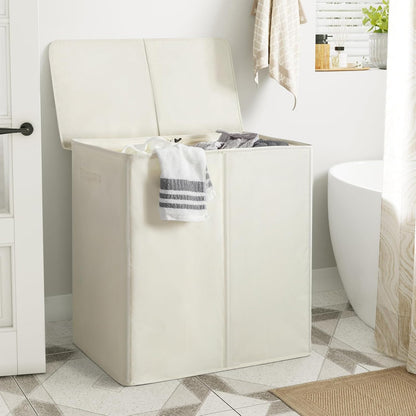 WOWLIVE 180L Laundry Hamper with Lid 3 Section,Large Laundry Basket with Removable Bags and Handles,Collapsible Dirty Clothes Hampers for Laundry,Laundry Basket Organizer for Laundry Room,Dorm,Beige