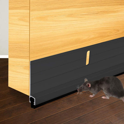 Metal Door Draft Stopper, 43.5 Inch Under Door Sweep Bottom Blocker Seal Strip, Aluminium Sweeps Anti Mouse Bite, Black