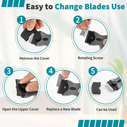 Oven Scraper for Cleaning, Glass Stove Top Scraper for Removes Tough Grease & Carbon Buildup, Multi-Purpose Glass Scraper Tool for Oven, Stovetop, Window, Tile, Floor 2 Pack
