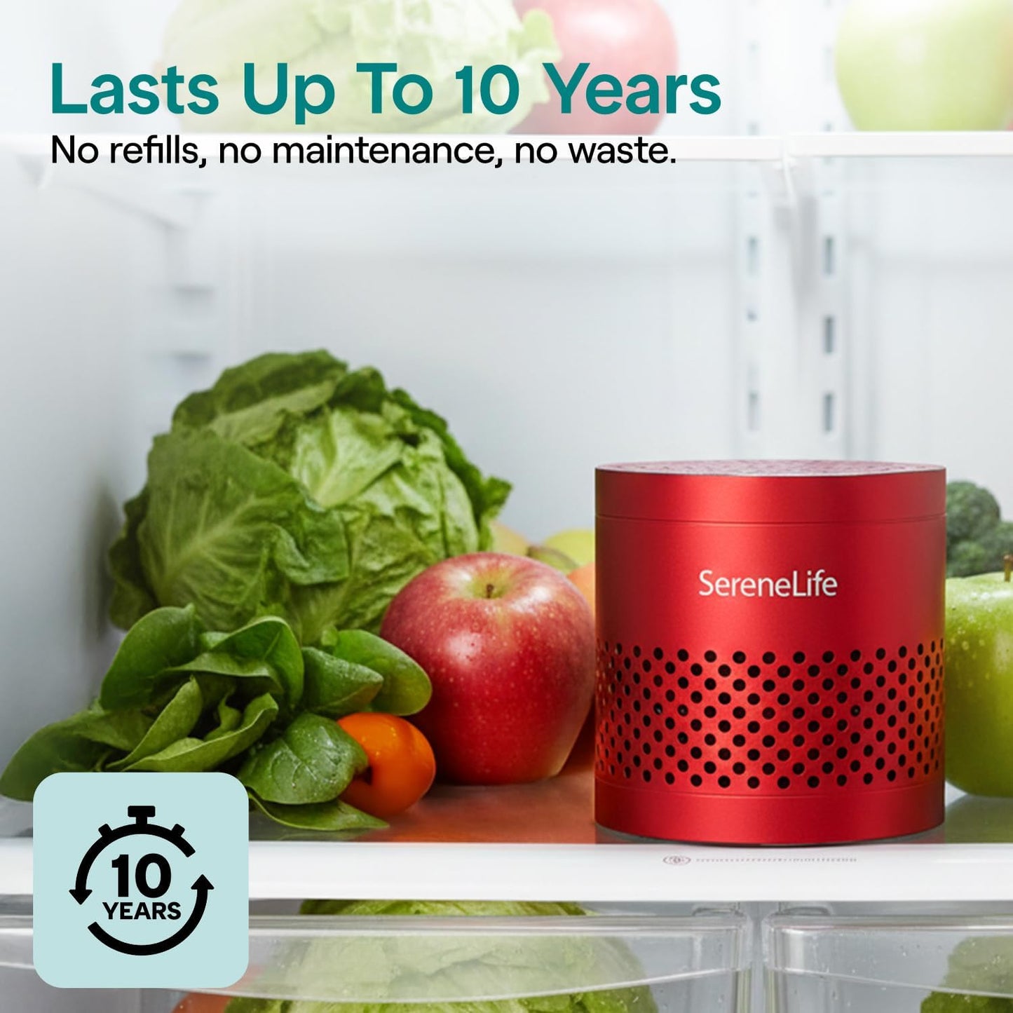 SereneLife Fridge Deodorizer & Odor Eliminator, Multi-Use Refrigerator Deodorizer Aluminum Pod for Freezer, Closet, Car, Shoes & Enclosed Spaces, Compact, Reusable & Lasts Up to 10 Years (Gray)