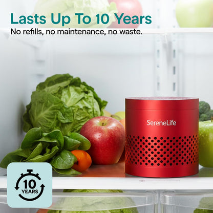 SereneLife Fridge Deodorizer & Odor Eliminator, Multi-Use Refrigerator Deodorizer Aluminum Pod for Freezer, Closet, Car, Shoes & Enclosed Spaces, Compact, Reusable & Lasts Up to 10 Years (Gray)
