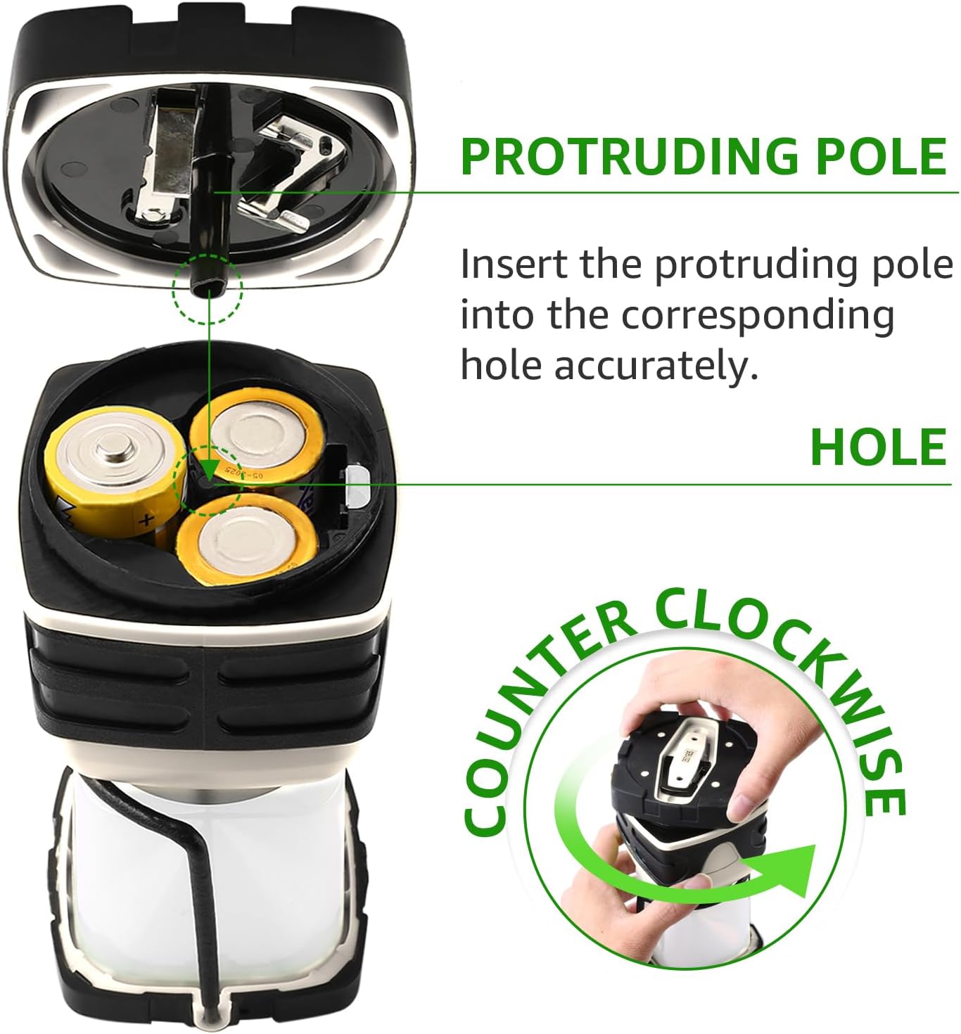 Lepro 1500LM Battery Powered LED Camping Lantern, Green Tent Light with 4 Light Modes, Camping Essentials, Waterproof Lantern Flashlight for Camping, Emergency Light, Power Outages, Not Rechargeable