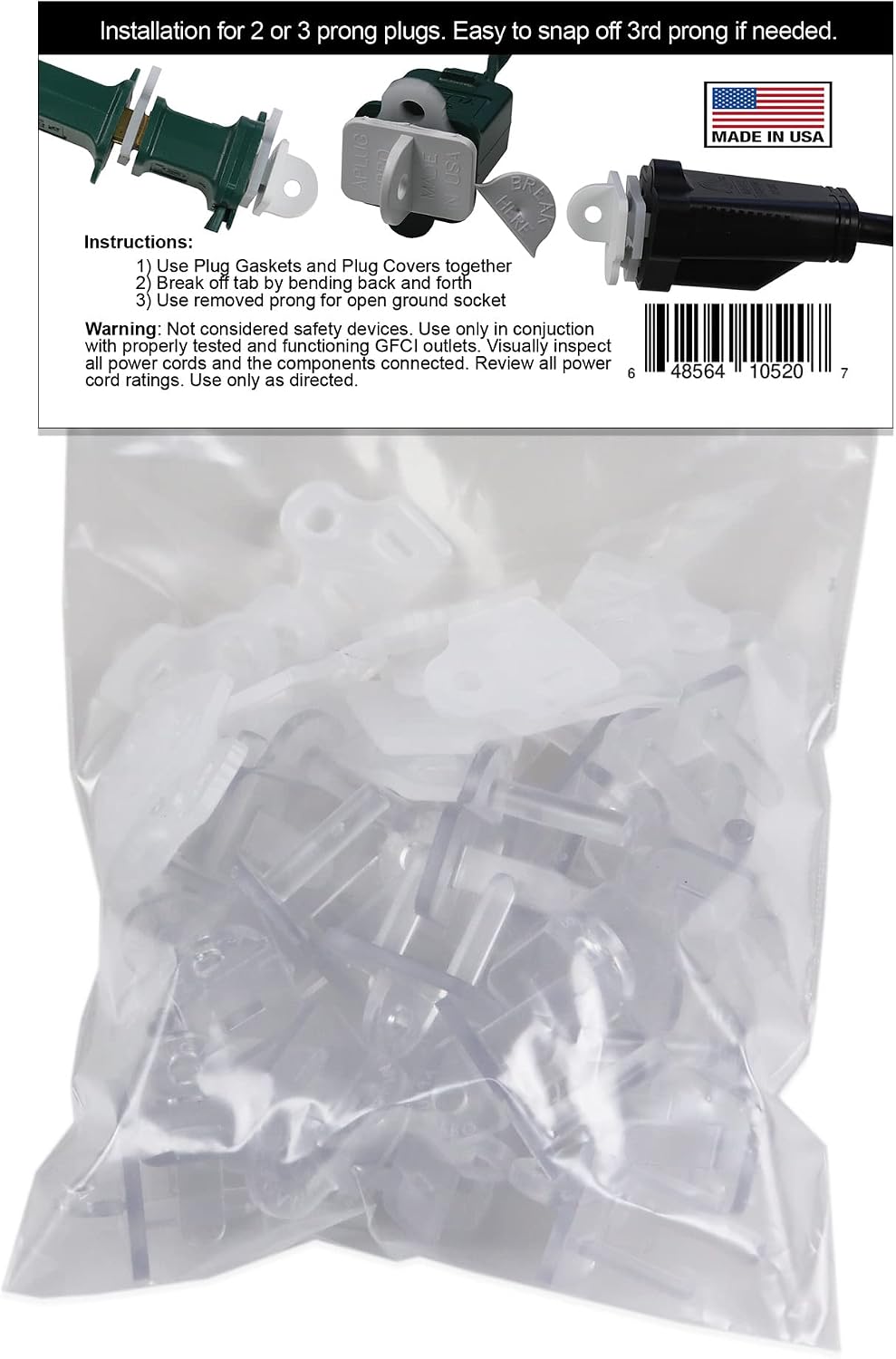 (Set of 10, White0 The Original Weatherproof Gaskets & Plug Covers - Made in USA, Outdoor Waterproof GFCI Protectors, Christmas Light Installation, Extension Cords, Stop GFCIs from Tripping