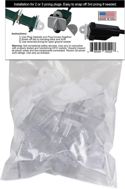 (Set of 10, White0 The Original Weatherproof Gaskets & Plug Covers - Made in USA, Outdoor Waterproof GFCI Protectors, Christmas Light Installation, Extension Cords, Stop GFCIs from Tripping