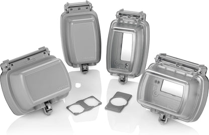Leviton Weatherproof Outlet Box, Extra Duty 1-Gang While-In-Use Cover Includes Inserts for Single, Duplex and Decora/GFCI Receptacles, Vertical Mount, Plastic Enclosure, 5980-UCL, Clear