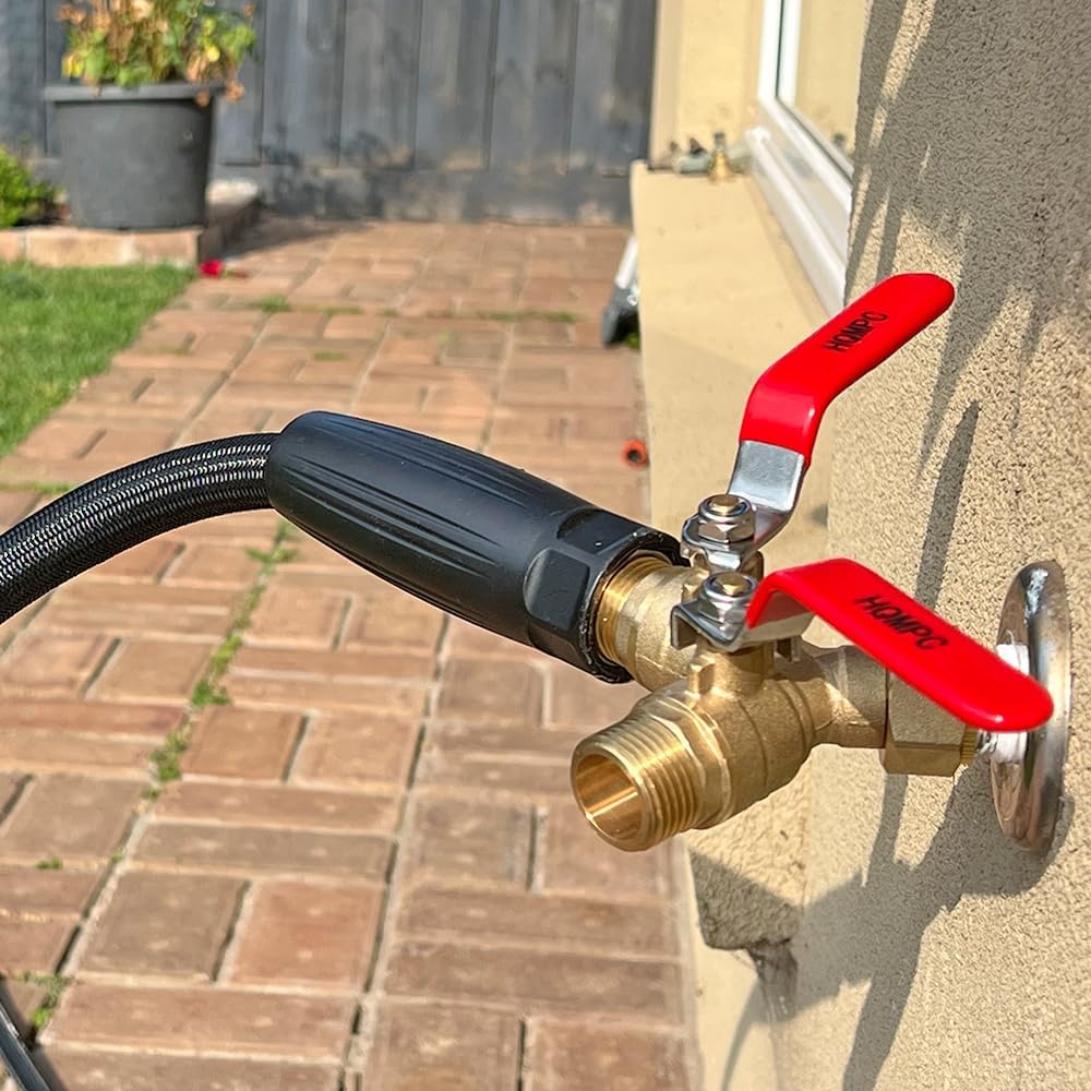 HQMPC Garden Hose Y Valve Splitter Brass Hose Splitter With Stainless Steel Long Handle Brass Garden Hose Adapter 2 Way Y Valve 3/4" GHT Thread 2pcs