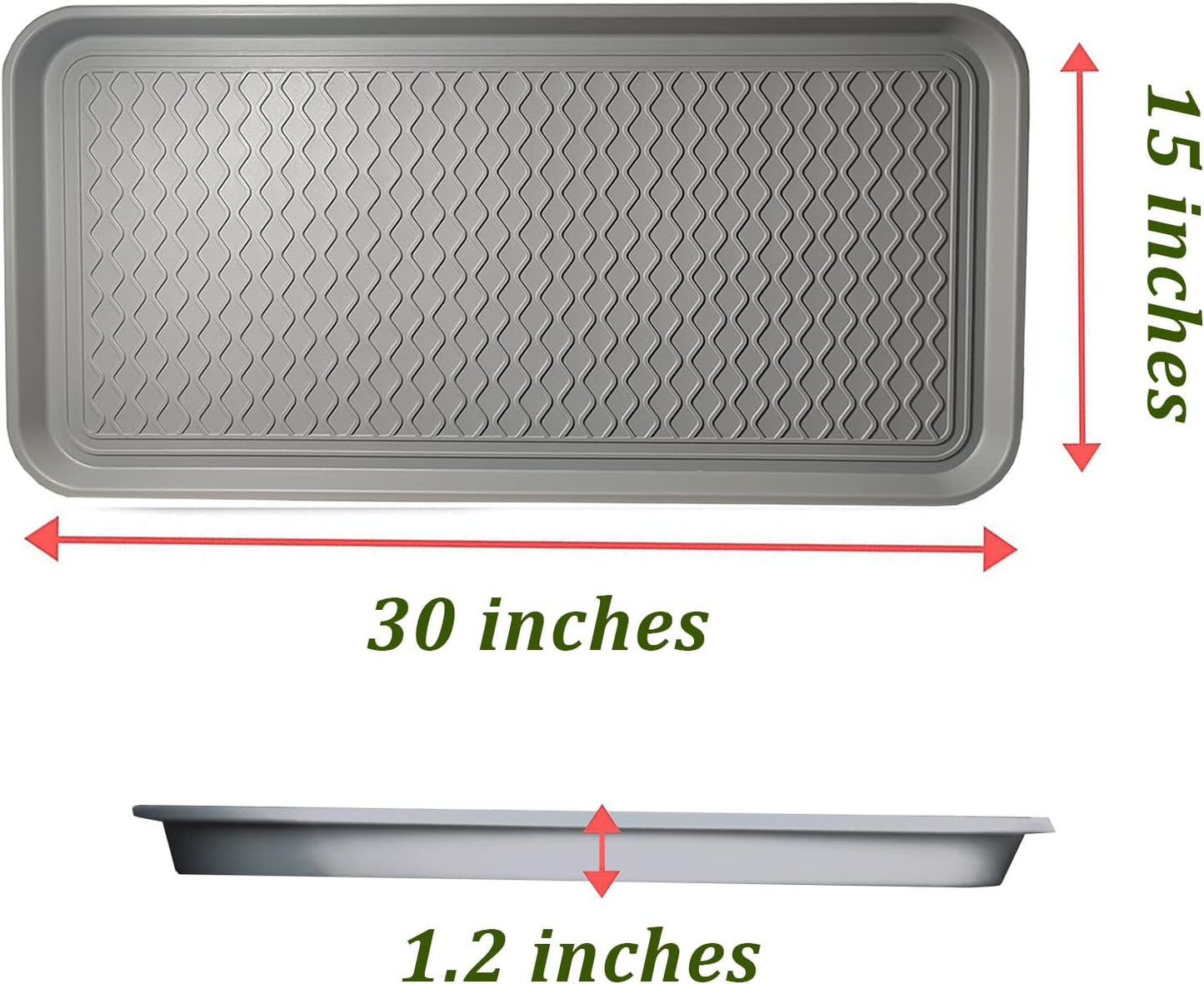 2 Pack Large Multifunctional Tray Mat Washable Indoor or Outdoor Tray Mat for Shoes Boots Plants Pots Paint Tins Pet Bowls Car Storage, 30 x 15 x 1.2 Inches