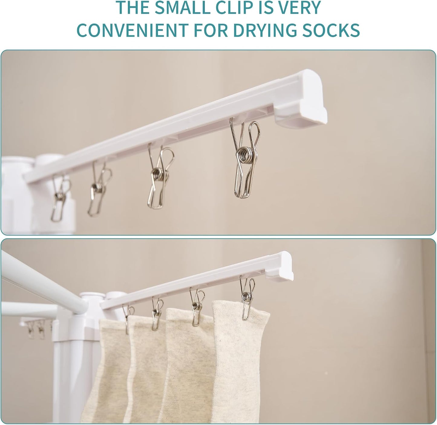 JOOM Tripod Clothes Drying Rack, Garment Rack Portable and Foldable Space Saving Laundry Drying Rack - Drying Rack Clothing Floor Folding Balcony Bedroom Household Wooden