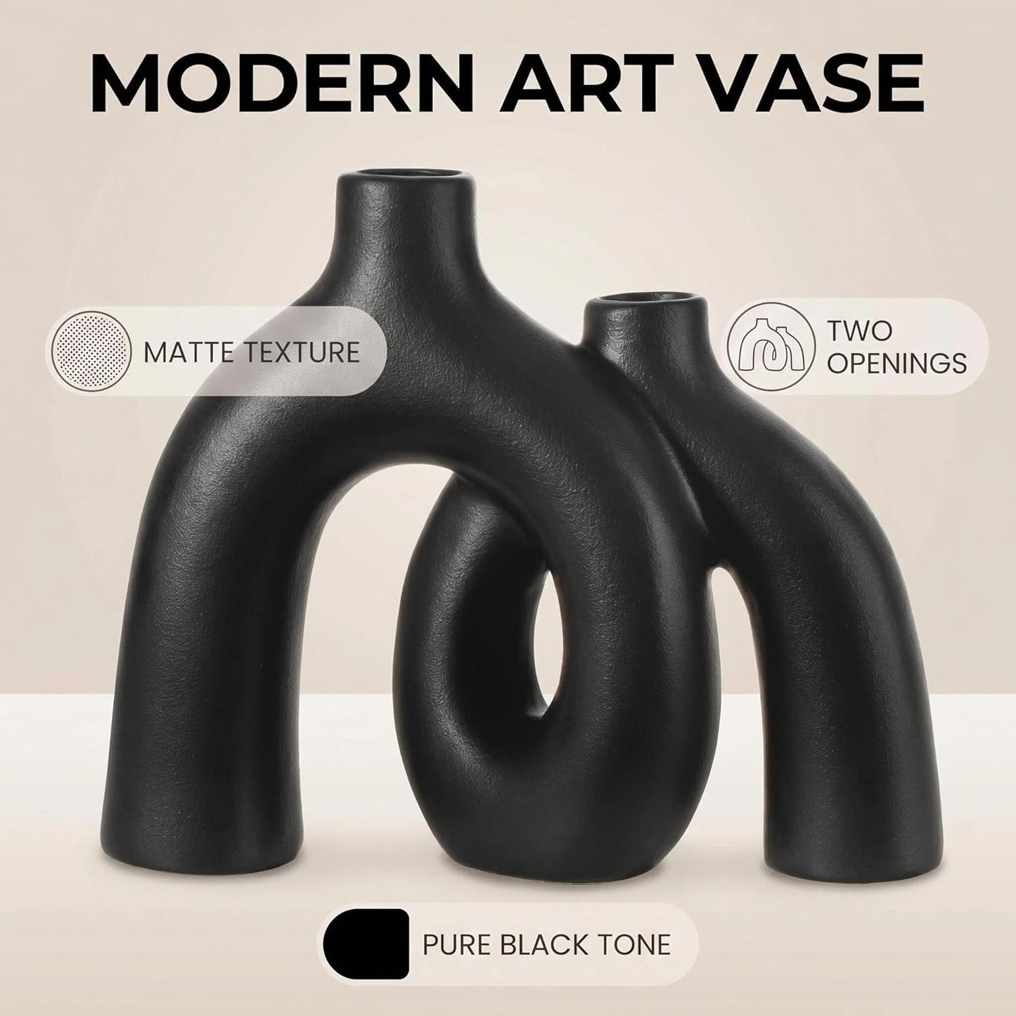 CEMABT Modern Nordic Boho Vase Set - Elegant Beige Matte Ceramic Vase for Living Room, Bookshelf, Mantel, Entryway Table & Console Decor | Home Decor Shelf Decorations Easter Gift