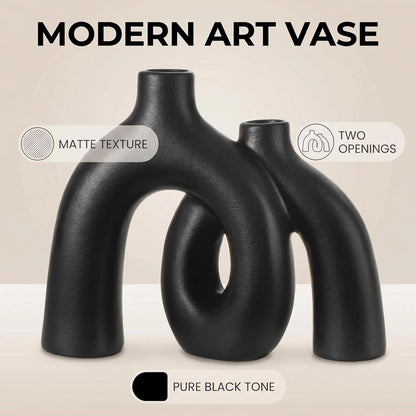 CEMABT Modern Nordic Boho Vase Set - Elegant Beige Matte Ceramic Vase for Living Room, Bookshelf, Mantel, Entryway Table & Console Decor | Home Decor Shelf Decorations Easter Gift