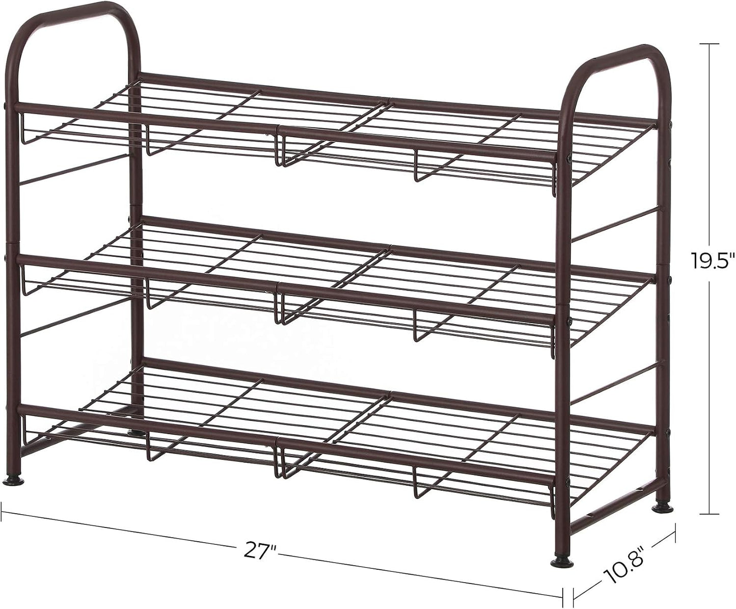 SONGMICS Stackable Shoe Rack, 4 Tier Metal Shoes Rack Storage Shelf, Holds up to 16 Pairs Shoes, Adjustable Slanted Shelves Shoe Tower Organizer for Closet Entryway Small Spaces, Black