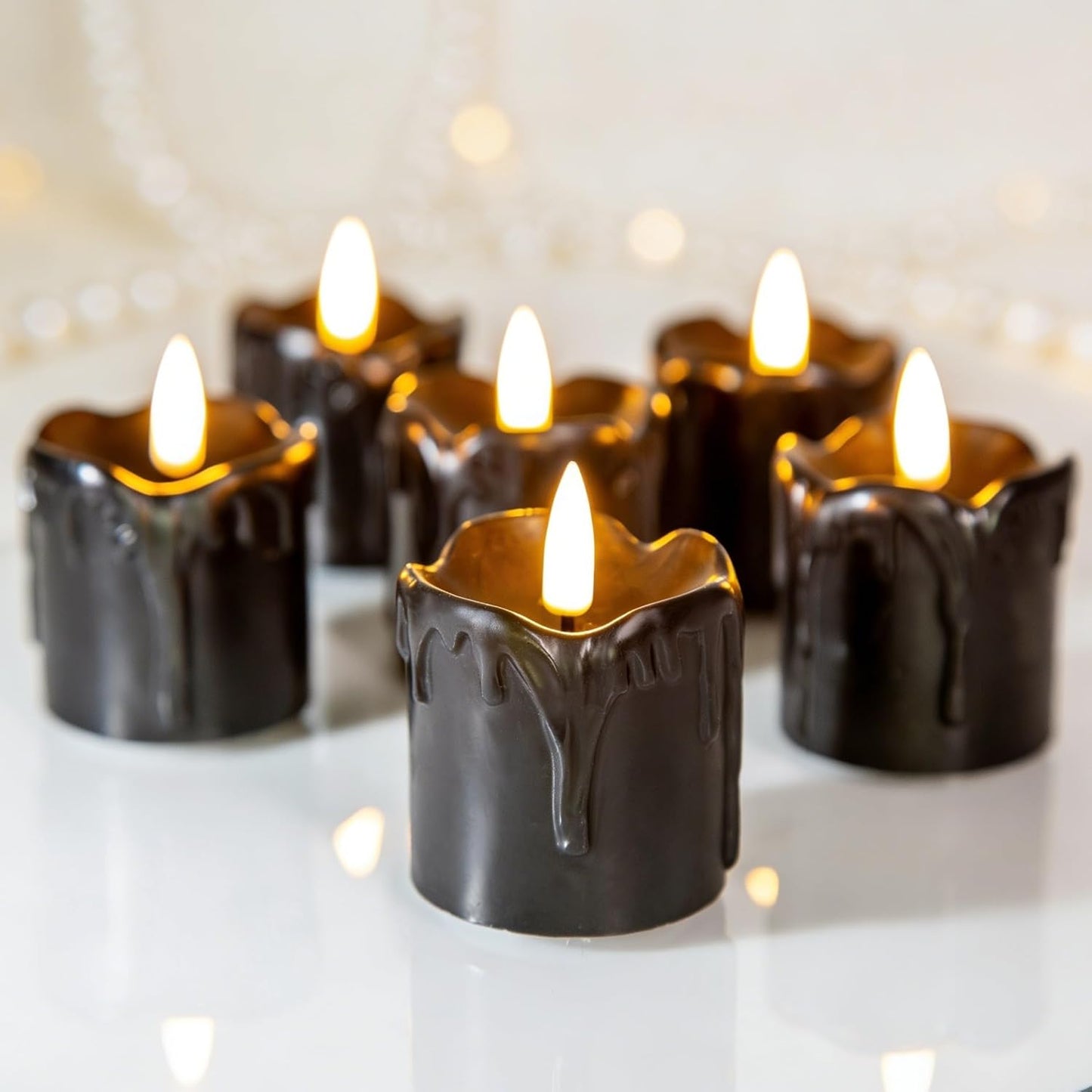 Eywamage Ivory Flameless Votive Candles with Timer Batteries, 2x3 inch Small LED Pillar Candles Flickering Set of 6