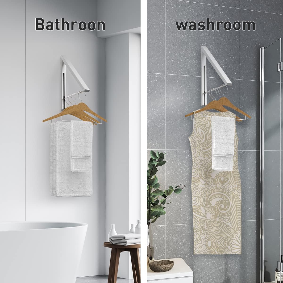 Drying Rack Wall Mounted Clothes Hanger Folding Wall Coat Racks Aluminum Home Storage Organiser Space Savers
