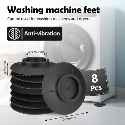 LELE LIFE 8Pcs Suction Cup Anti Vibration Pads for Washing Machine, Rubber Washer Dryer Anti Vibration Mat, Washing Machine Support Foot Pedestal, Stop Vibrating & Noise
