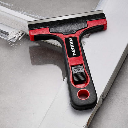 ALLWAY GTS-G Glass & Tile Scraper with Snap-On Blade Guard, 4" | Soft-Grip Handle, Easy Blade Change