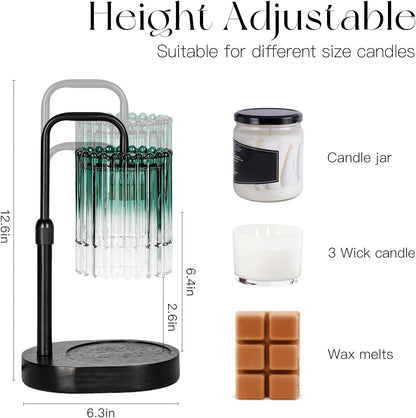 Candeldo Candle Warmer Lamp with Timer: Black Wax Melt Warmer | Height Adjustable, Dimmable, with 2 Bulbs, Modern Farmhouse Decor for Home, Bedroom, Gifts for Women, Birthday, Housewarming