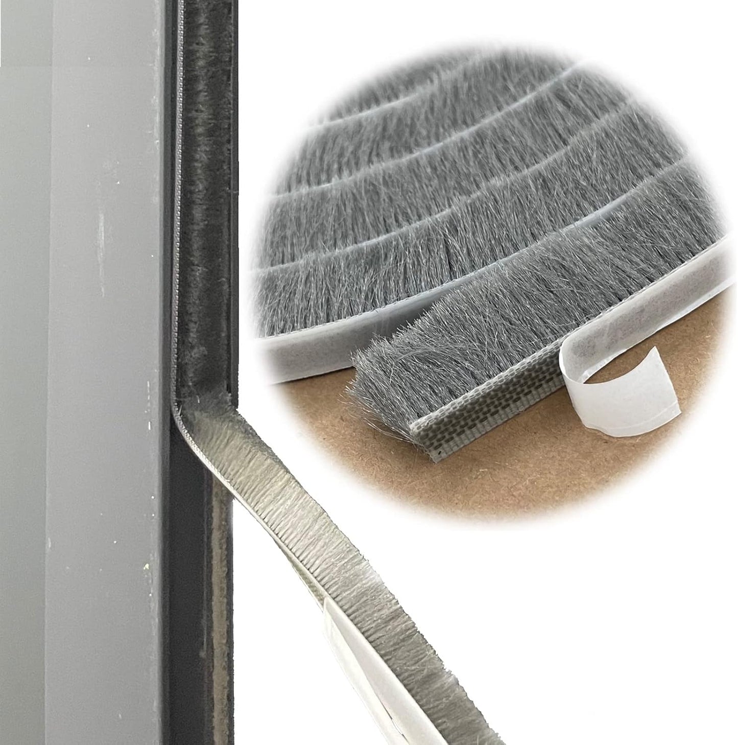 Self-Adhesive Pile Weather Stripping Seal for Sliding Windows and Door Frames, 16.5ft x 11/32 inch, Grey