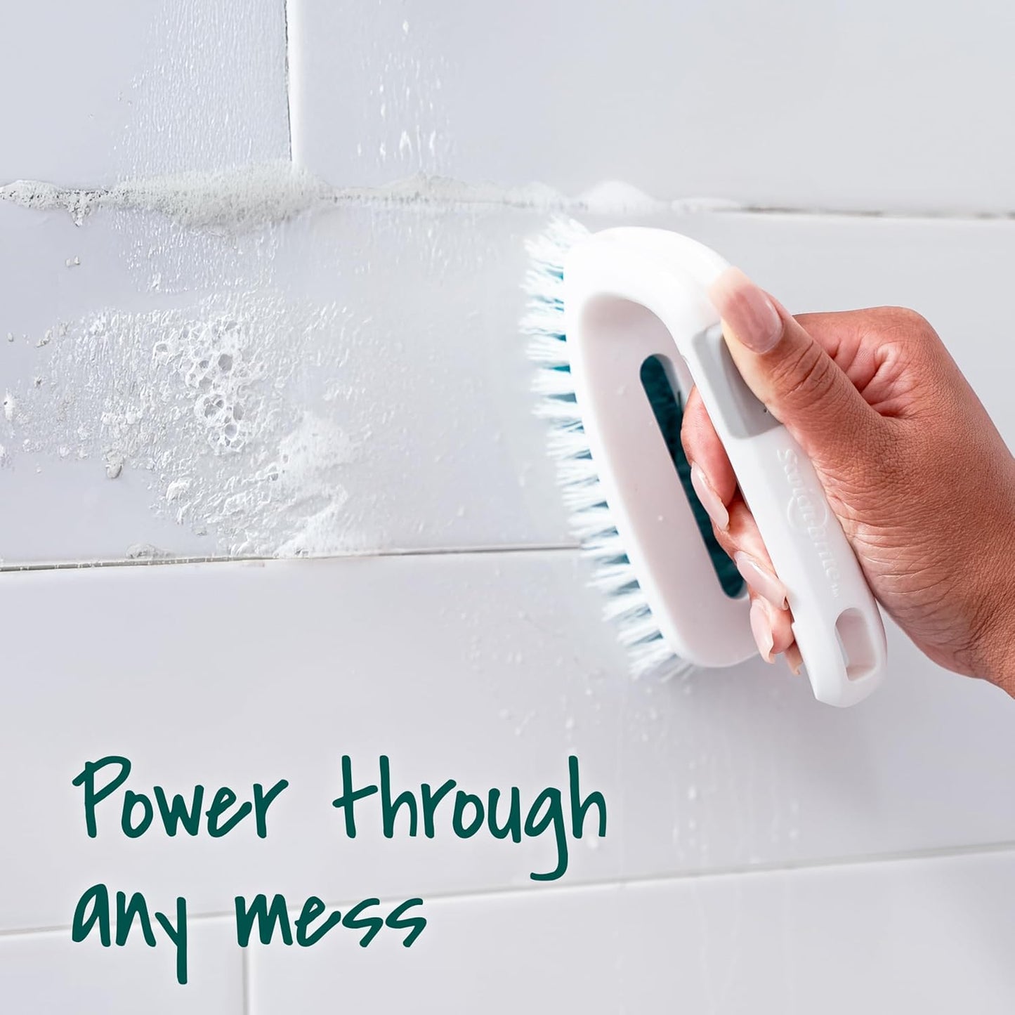 Scotch-Brite All Purpose Brush – Durable Bristles for Tile Floors, Walls, Shower Doors, Tubs & Bathroom Fixtures, Ergonomic Non-Slip Handle, Multi-Surface Cleaning Tool, Easy to Rinse & Store, 1 Count