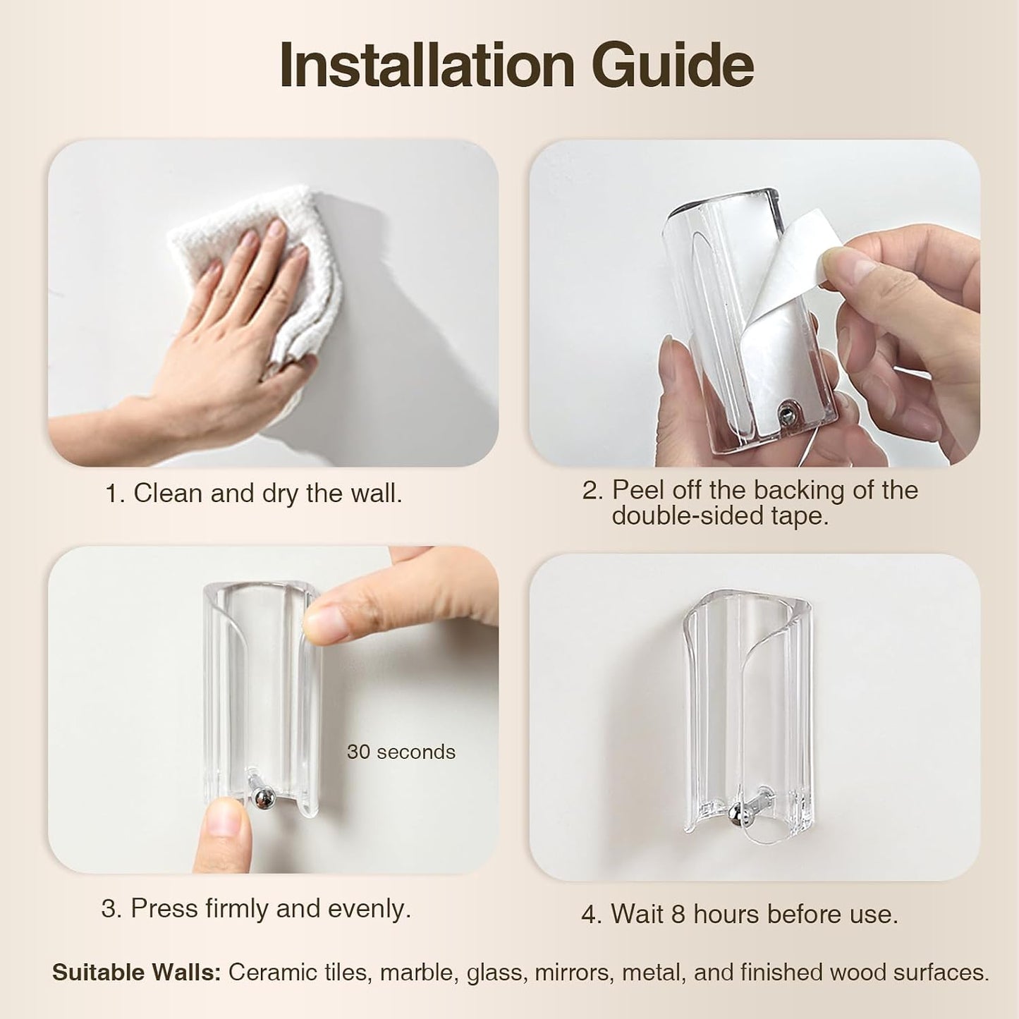 Electric Toothbrush Holder for Bathroom, Wall-Mounted Toothbrush Stand with Self-Adhesive, Compact Bathroom Caddy for Electric Toothbrushes (Clear-2pcs)
