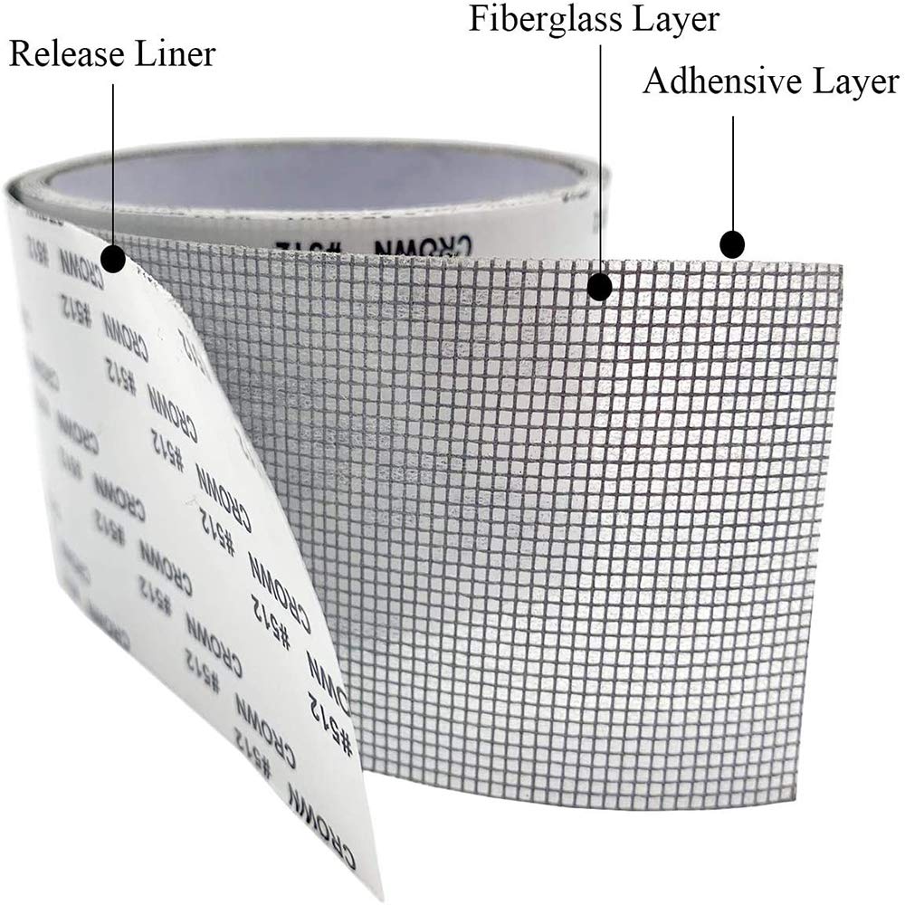 ACEBON Window Screen Repair Tape, 2"x80" - Strong Adhesive Mesh Patch Kit for Window Door Tears & Holes (Grey)