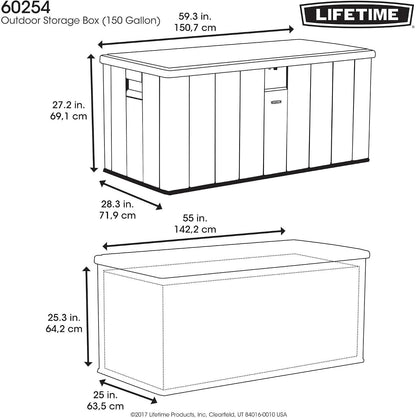 LIFETIME 60012 Extra Large Deck Box, 130 Gallon, Desert Sand/Brown
