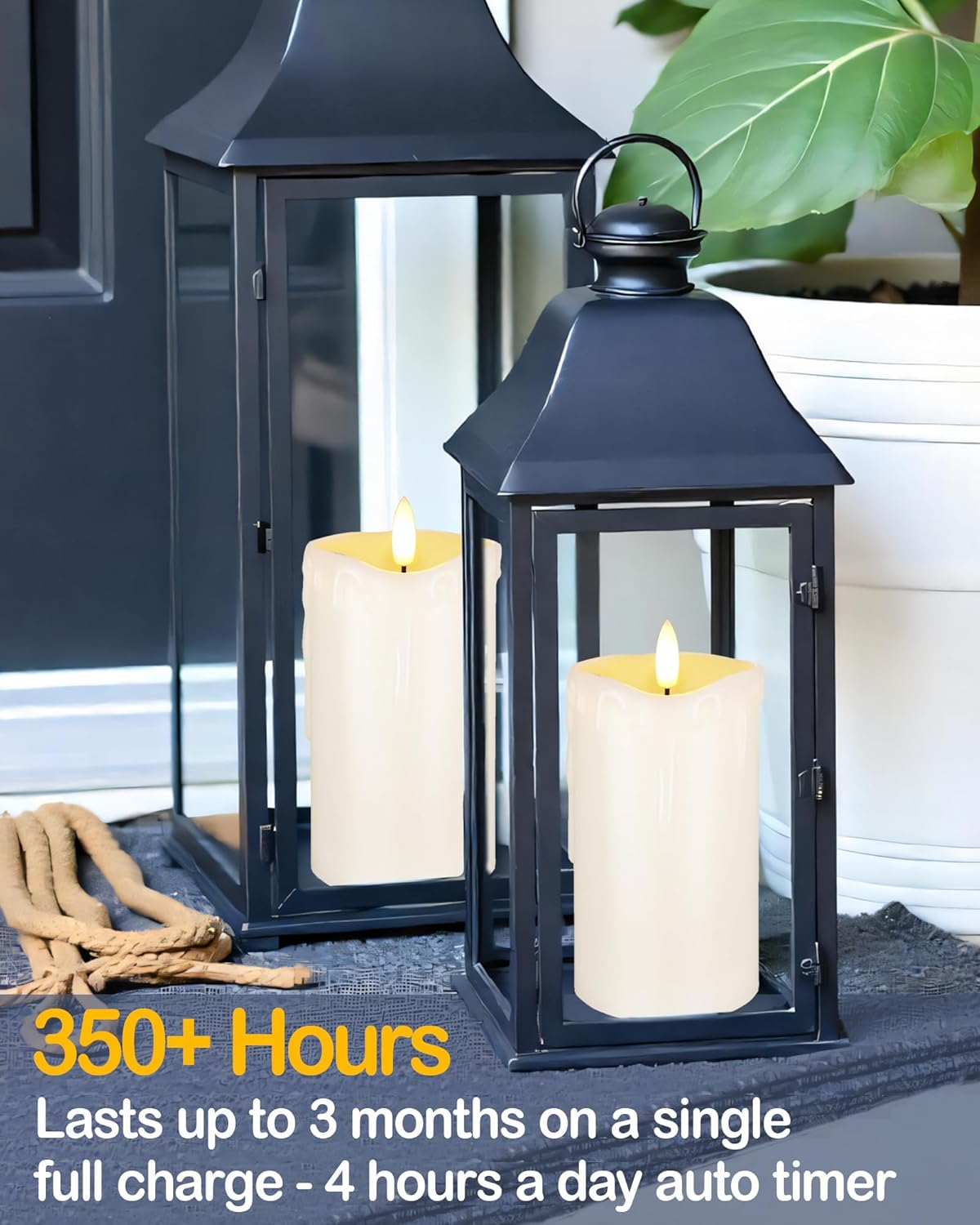 Gmnee 3"x4" Flickering Flameless Candles with Remote Timer, Real Wax, Ivory Pillar Candles, Set of 3 Fake LED Battery Operated Candles for Home, Fireplace, Centerpiece, Rustic and Farmhouse Decor