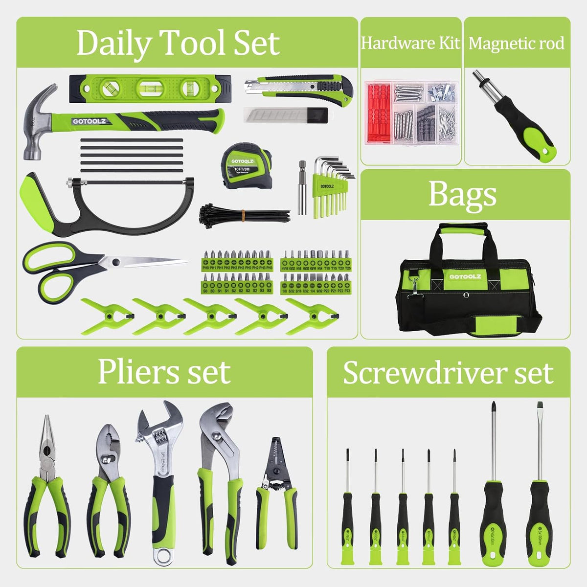 269-Piece Home Tool Set, General Household Repairing Tool Kit with Storage Bag, Basic Hand Tool Kit Set for Home Maintenance, DIY and Crafts(Pink)