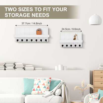 Key Holder for Wall, Decorative Key Holder with Shelf, Key and Mail Holder Wall Mount, Farmhouse Decor with 5 Key Hooks for Keys, Coats, ect.