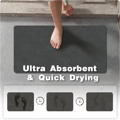 TYUU Bath Mat, Bathroom Rugs Non Slip Washable Thin Absorbent Quick Dry Bath Mat Fits Under Door Bathroom Floor Mat Perfect for Bath, Shower, or Sink 16"x24" Dark Grey