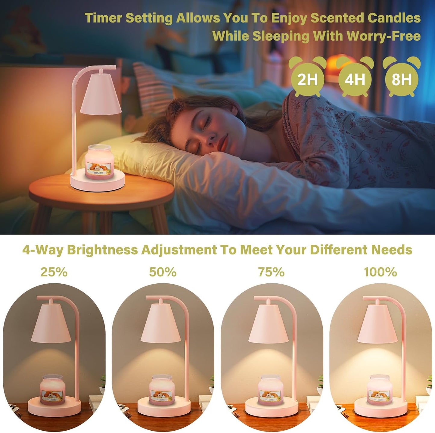 Hong-in Candle Warmer Lamp - with Timer & Dimmer, Modern Home Decor House Warming Gifts Wax Melt Warmer for Jar Candles, Cozy Birthday Gift for Women Mom (Black)