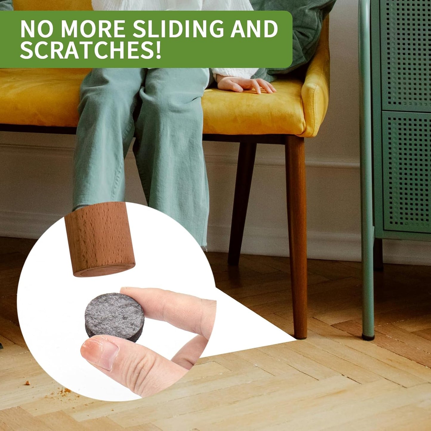 Non Slip Furniture Pads 36 PCS 1'' Square - Anti Slip Furniture Pads - Self Adhesive Rubber Feet Furniture Feet - Chair Leg Floor Protectors - Keep Furniture in Place