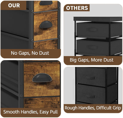 LASZOLA 5 Drawer Narrow Dresser Slim Cabinet Skinny Storage Tower Chest, Ideal for Small Spaces Bathroom, Between Washer and Dryer, Lightweight Mobile on Wheels, Sturdy Fabric Drawers, Black